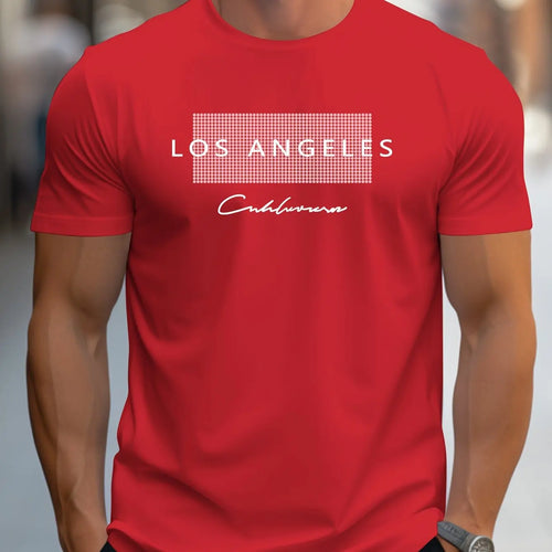 Men's 100% cotton summer loose fit large Los Angeles Graphic printed