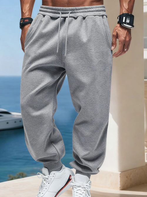 Man Autumn Fleece Sportpants Drawstring Casual Long Pants Comfortable