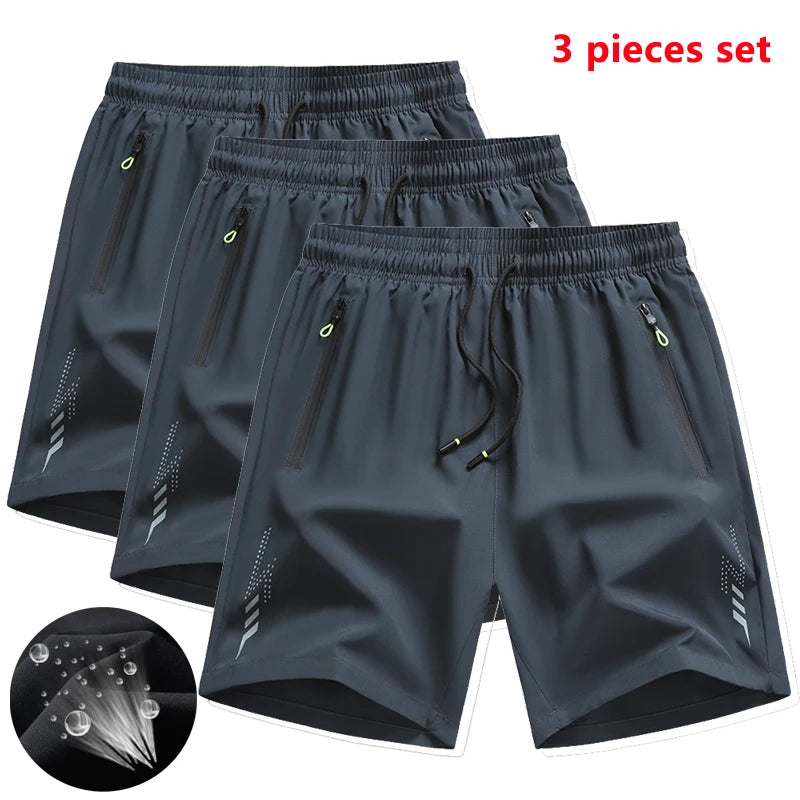 3 Pieces New Running Shorts Men Gym Sports Shorts Quick Dry Workout