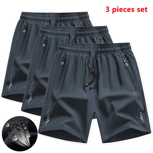 3 Pieces New Running Shorts Men Gym Sports Shorts Quick Dry Workout