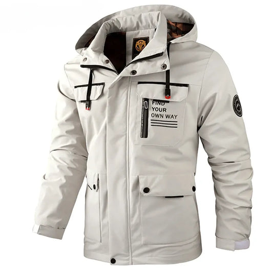 Fashion Men's Casual Windbreaker Jackets Hooded Jacket Man Waterproof