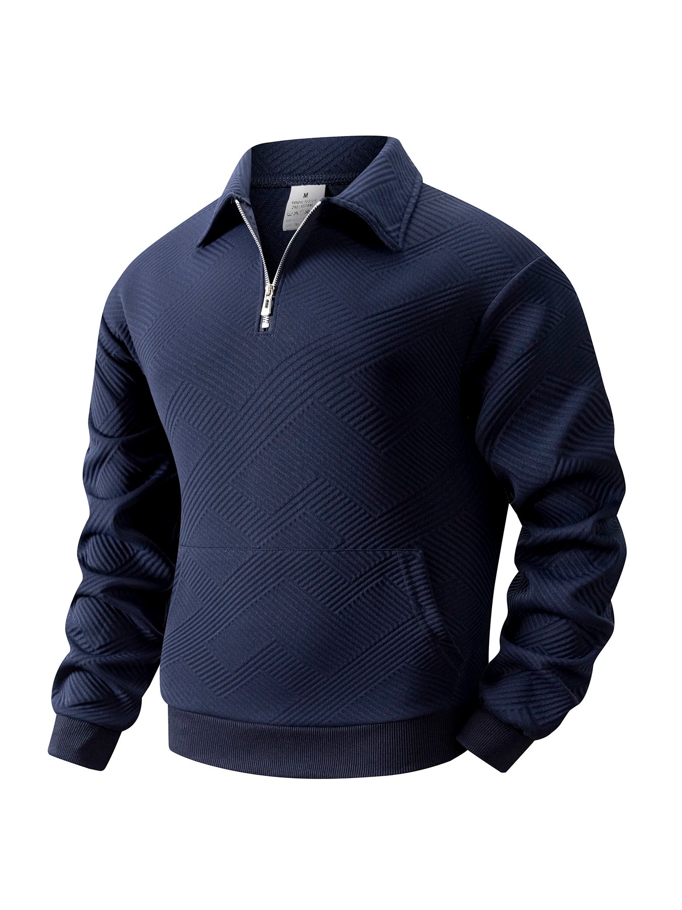 Autumn Men's Casual Sweatshirt Quarter Zip Solid Color Pullover