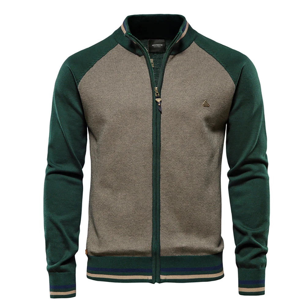 AIOPESON Spliced Cardigan Men Streetwear Casual High Quality Cotton