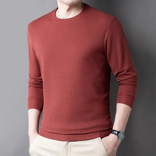 Men's Casual Waffle Round Neck T-shirt Breathable, Comfortable, and