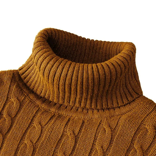 Outdoor Men's Long Sleeve Knitted Sweaters Slim Fit Turtleneck Sweater