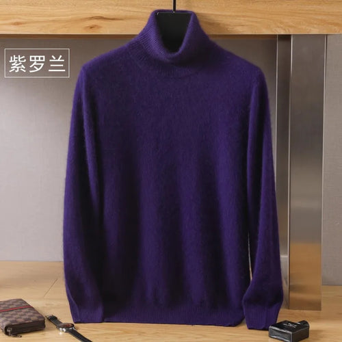 Men's 100% pure Mink velvet Cashmere Sweater High Lapels Pullovers