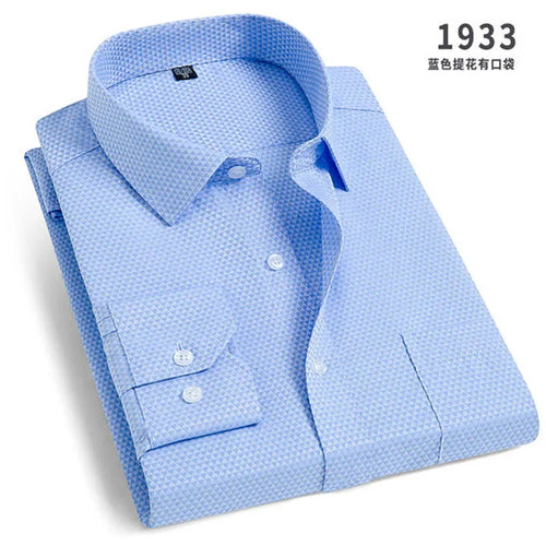 Men's long-sleeved shirt business casual solid color striped plaid