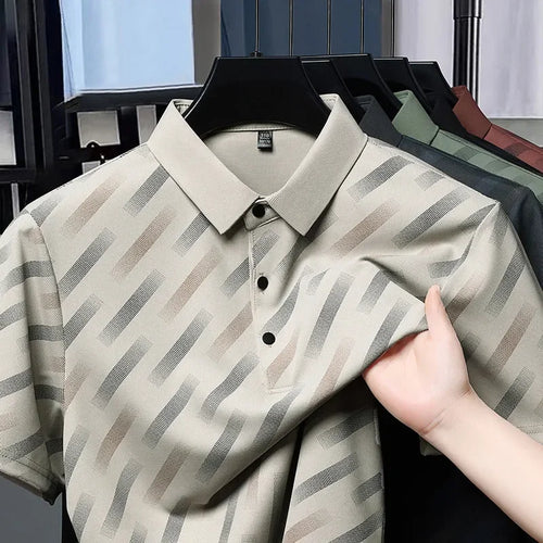 2025 New Men's Business Casual Short Sleeved Printed Polo Shirt