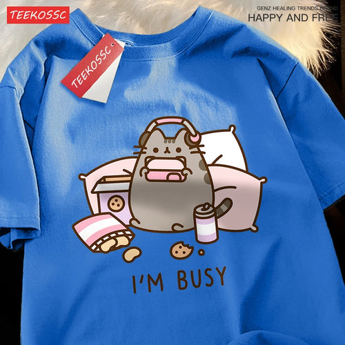 Sorry I'M Busy Cat Playing Games With Headphones Man T Shirt High