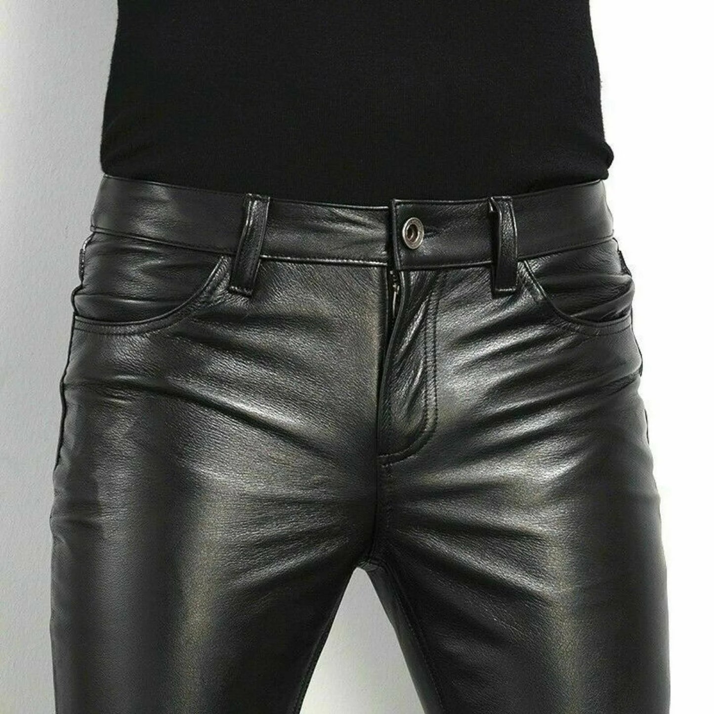 Men's Fashion Rock Style PU Leather Pants Night Club Dance Pants Men's