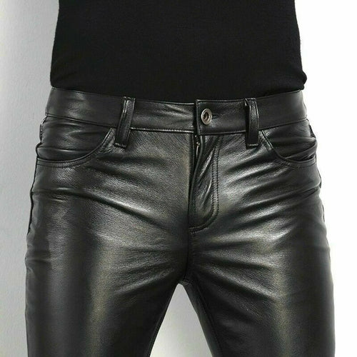 Men's Fashion Rock Style PU Leather Pants Night Club Dance Pants Men's