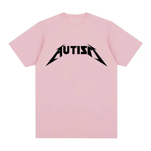 Autism Metal Rock Meme T-shirt Men Women Fashion Hip Hop Short Sleeve