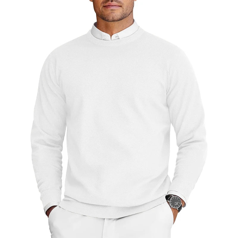 New Mens Crew Neck Sweaters Long Sleeve Lightweight Knit Dress