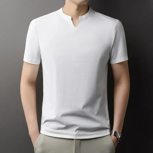 Korean Men's Casual and Fashionable Small V-neck Solid Color Short