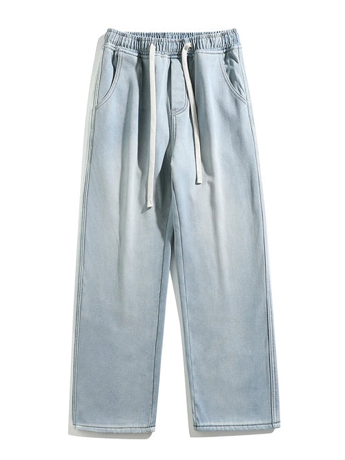 Winter Men's Jeans Korean Fashion Fleece Liner Thick Warm Straight