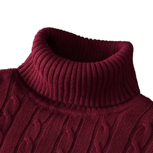 Outdoor Men's Long Sleeve Knitted Sweaters Slim Fit Turtleneck Sweater