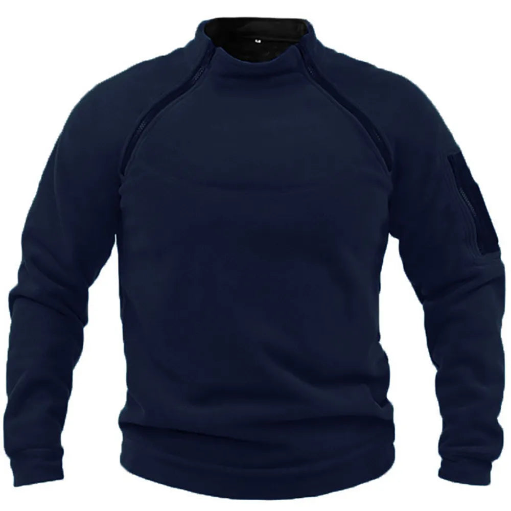 Men's Tactical Outdoor Fleece Jacket Clothes Warm Zippers Pullover Men