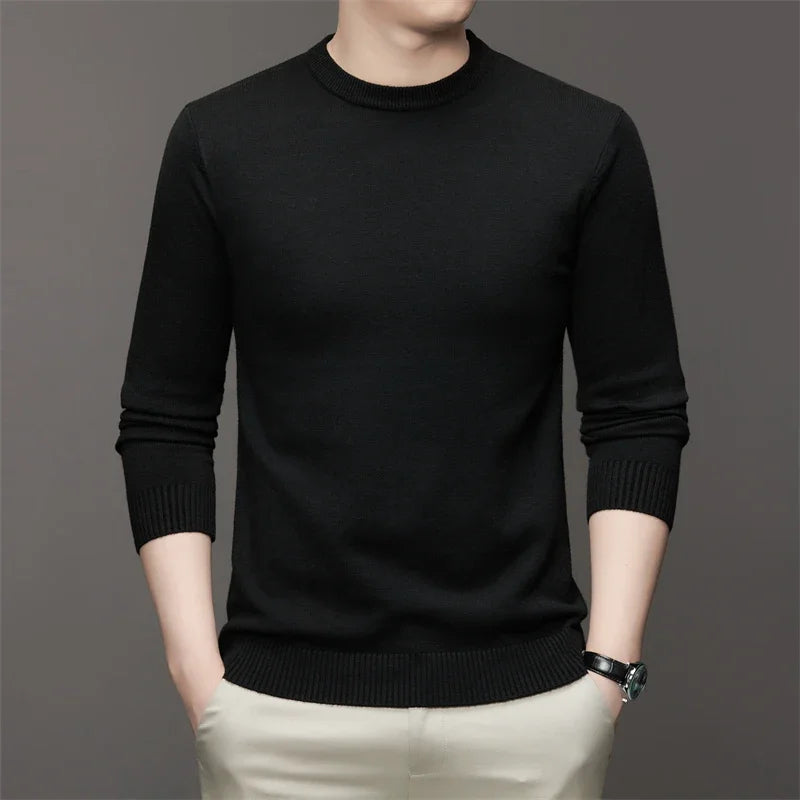 7 Colour Men's Round Neck Long Sleeved Solid Color Sweater Soft Warm