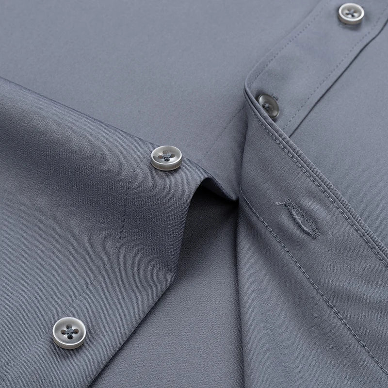 New Men's Solid Color Business Shirt Formal Fashion Thin Classic Basic