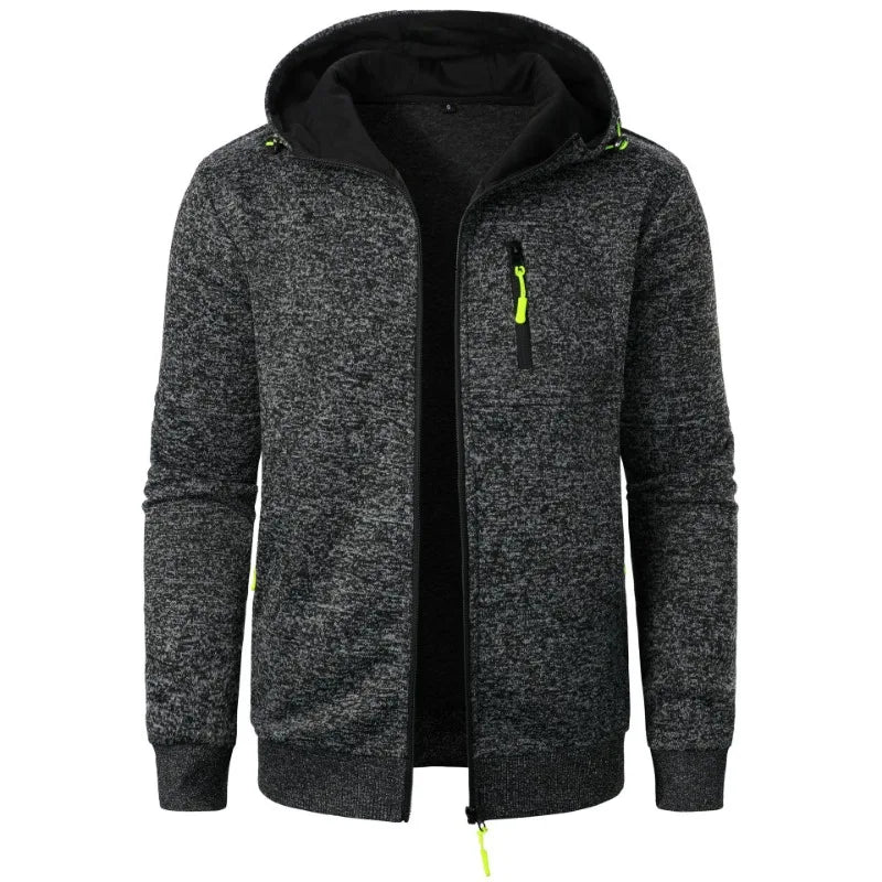 New Streetwear Men's Long Sleeve Sweatshirts for Men Zipper Hooded