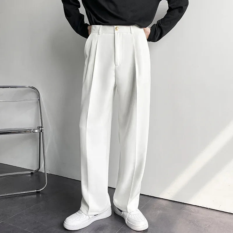 2025 New Men Straight Pants Fashion Korean Loose Suit Trousers Casual