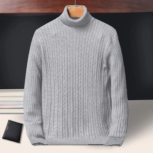 New Men's Turtleneck Sweaters Autumn Knitted Striped Streetwear Warm