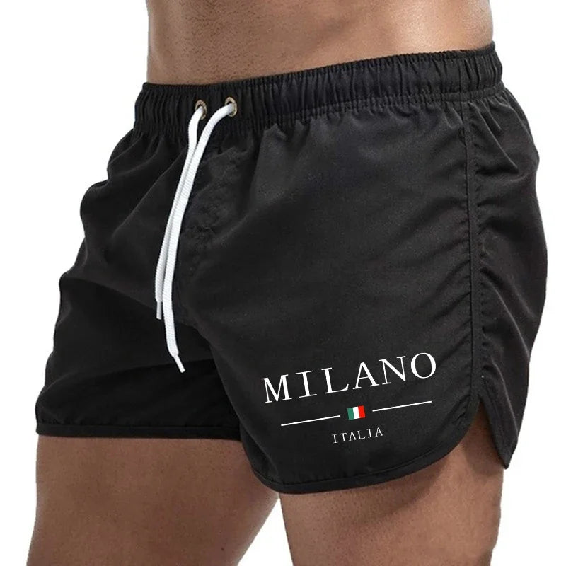 2025 Summer Men's Beach Shorts Urban Print Beach Trunks Jogging Casual