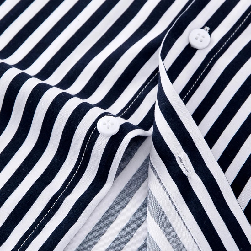 Hot New Men's Formal Shirts Long Sleeve Anti-Wrinkle Office Striped
