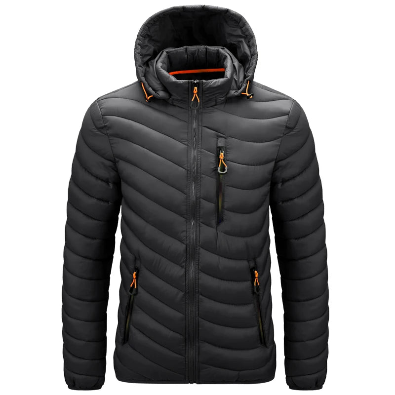 Mens Lightweight Outdoor Puffer Jacket Hooded Insulated Thermal Puffy