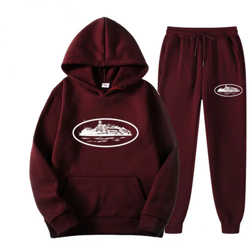 NICE Loose Unisex Fleece-lined Printed Sweatshirt Hoodie Set Devil