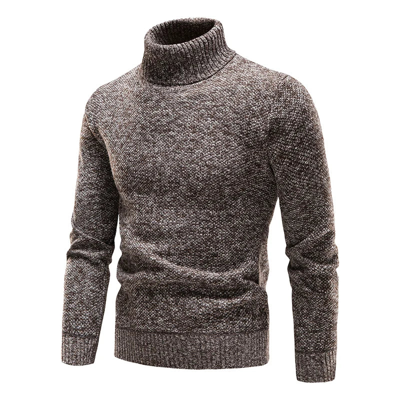 Autumn Winter Fleece Sweater Men Thicker Turtleneck Warm Pullover Slim