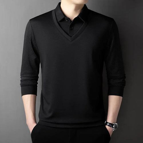 2025 New Men's Casual and Fashionable Long Sleeved Solid Color Fake
