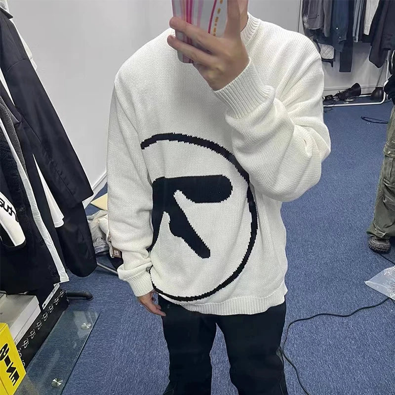 Men's Sweater Aphex Twin Knit Winter Oversized Vintage Long Sleeve