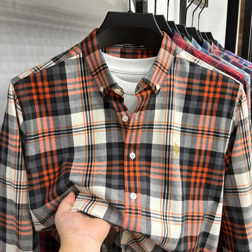 Luxury Brand Embroidery 100% Cotton Long Sleeved Shirt Men's New Shirt