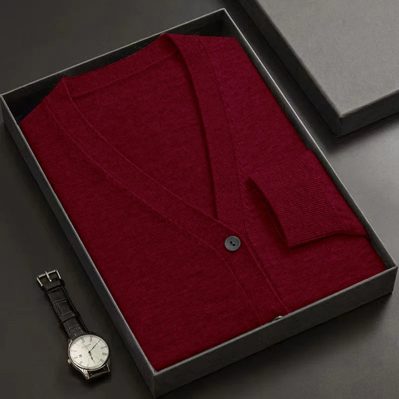 New Mens Cardigan Sweatercoat V-Neck Long Sleeve Button Down Knitted