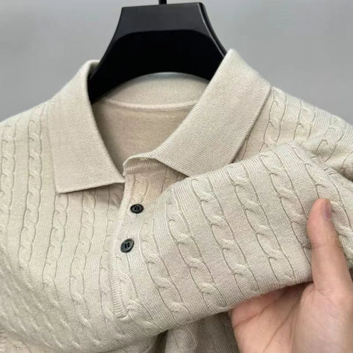 Autumn Men's Knitted Pullover Sweaters Cable Woolen Button Sweater