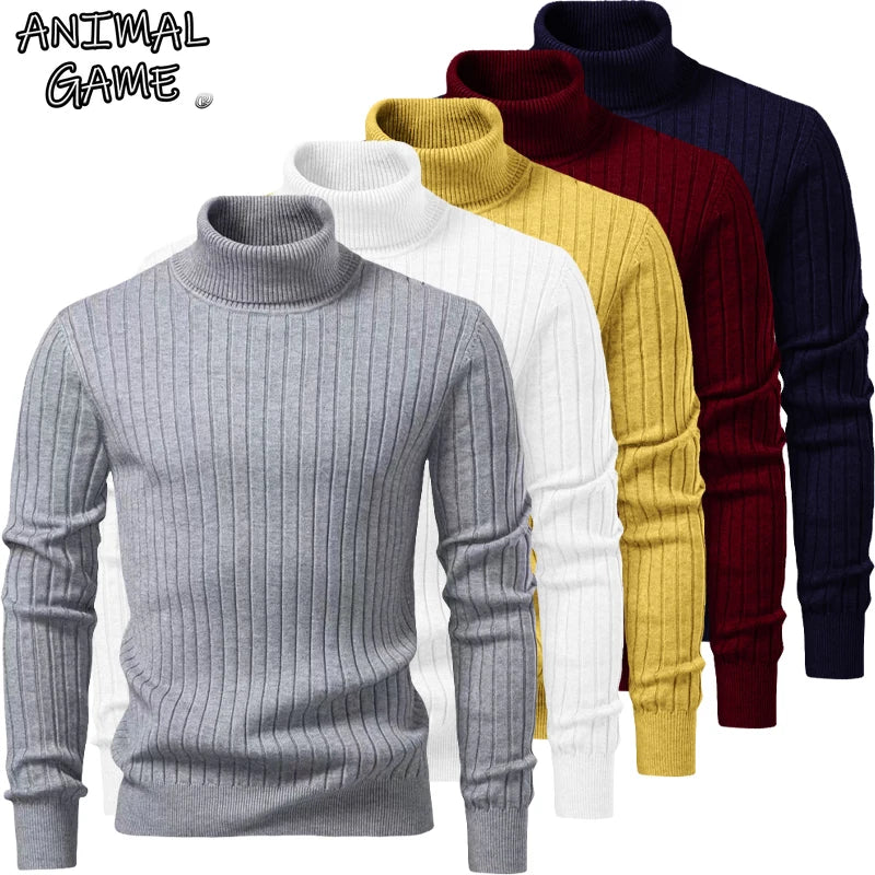 Animal Game Men's Cold Blouse Casual Sweaters Woolen Turtleneck
