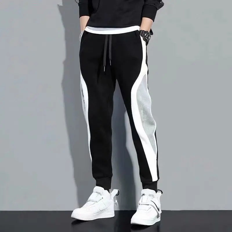 Men's Sports Pants Spring Autumn Male Loose Fitting Leggings Patchwork