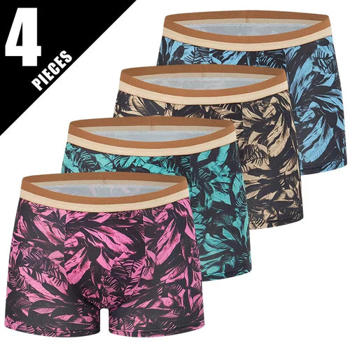 4 Pieces European and American Size MEN'S FASHION Printed Boxer