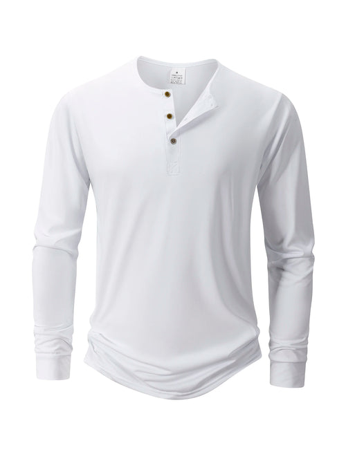Men's T Shirt Autumn Button Long Sleeve Henley Neck T-Shirt Solid