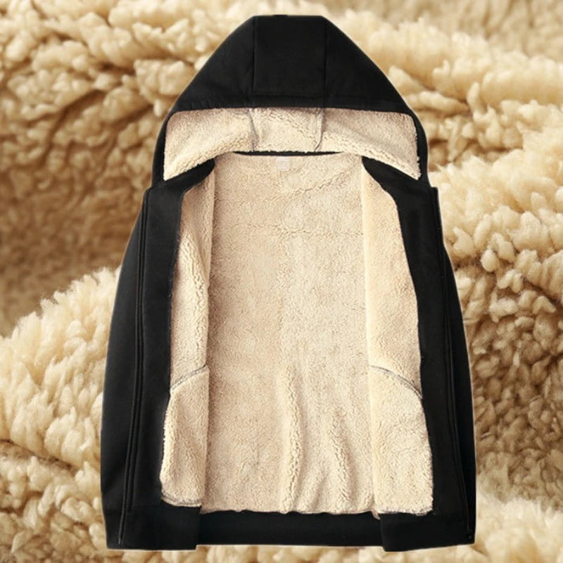 2025 Winter Windproof Hoodie - Men's Sherpa Lined Sweatshirt Thermal