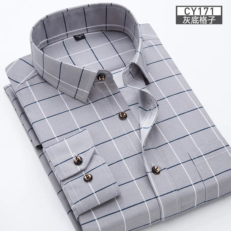 New men's shirt Thin long-sleeved printed spring/summer non-ironing