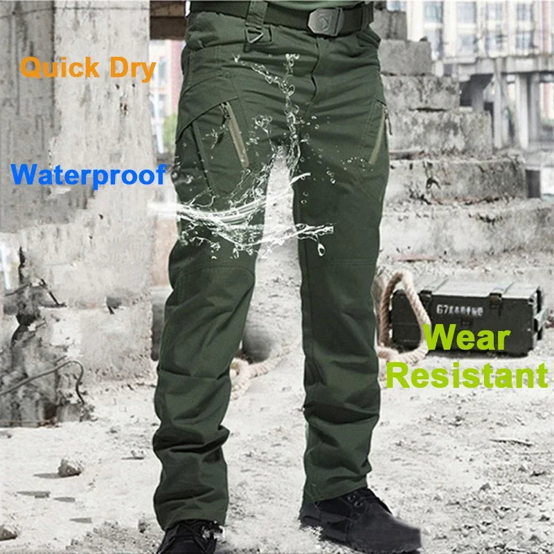 Men Cargo Pants Trousers Multi-pocket Waterproof Wear-resistant Casual