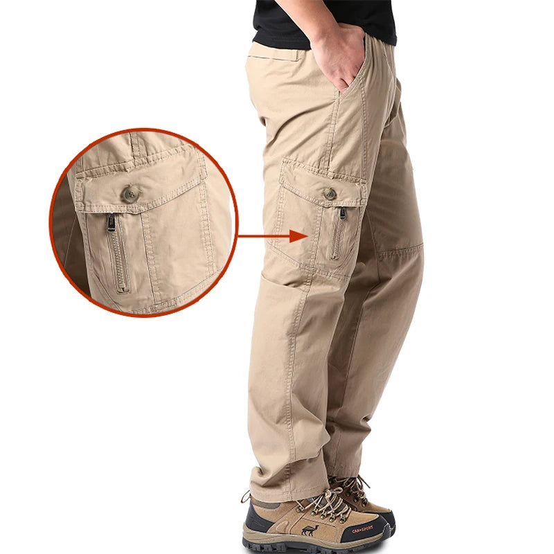 High Quality Men's Cotton Cargo Pants Casual Multiple Pocket Tacitcal
