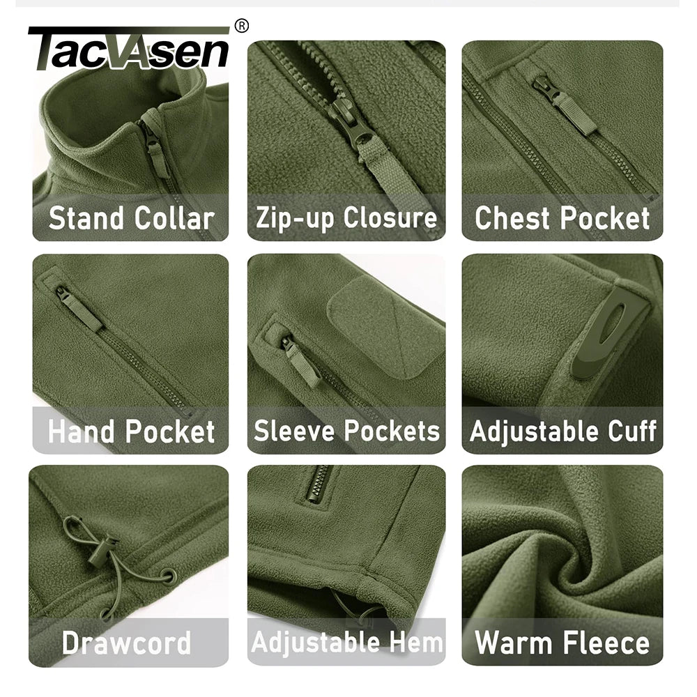 TACVASEN Men's Fleece Jacket Soft Warmth Windproof Full Zip Up Coat