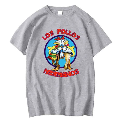 LOS POLLOS Hermanos Funny Printed T-Shirt Men Fashion Casual Short