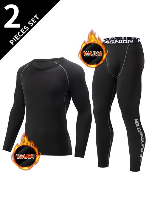 2-piece men's tight warm long-sleeved trousers suit for autumn and