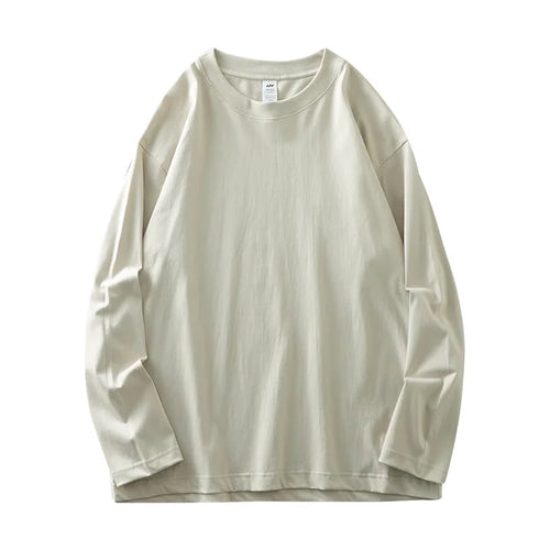 DUKEEN Men's 260G Long Sleeve T Shirts 2025 Spring Pure Cotton Solid
