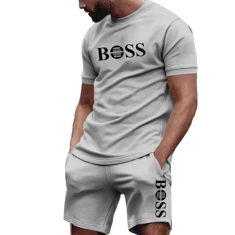 Men's two-piece sportswear short sleeved T-shirt and pants set running