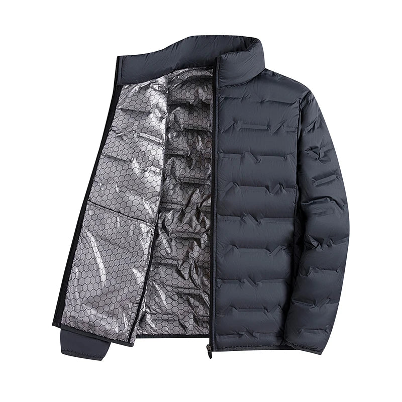 Graphene Self-heating Down Jacket Men Solid Windproof Pleated Down